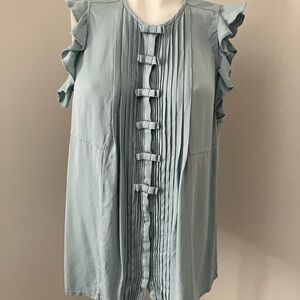 Diane Von Furstenberg Light Blue Ruffle Blouse